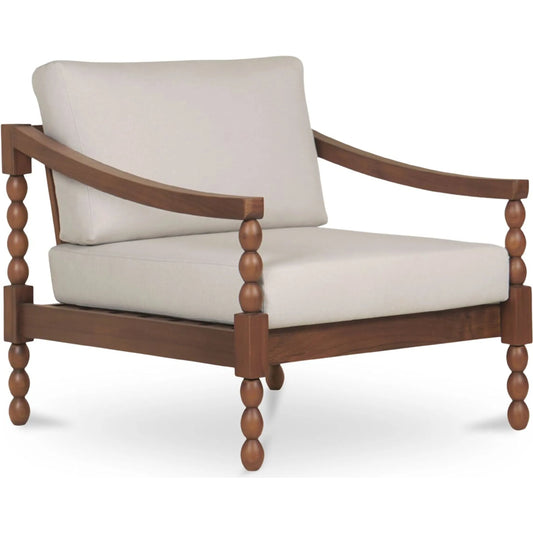 Delilah Outdoor Accent Chair by Moe's Home Collection in brown. Made from solid teak wood, quick dry foam, fabric 100% olefin in a unique style.