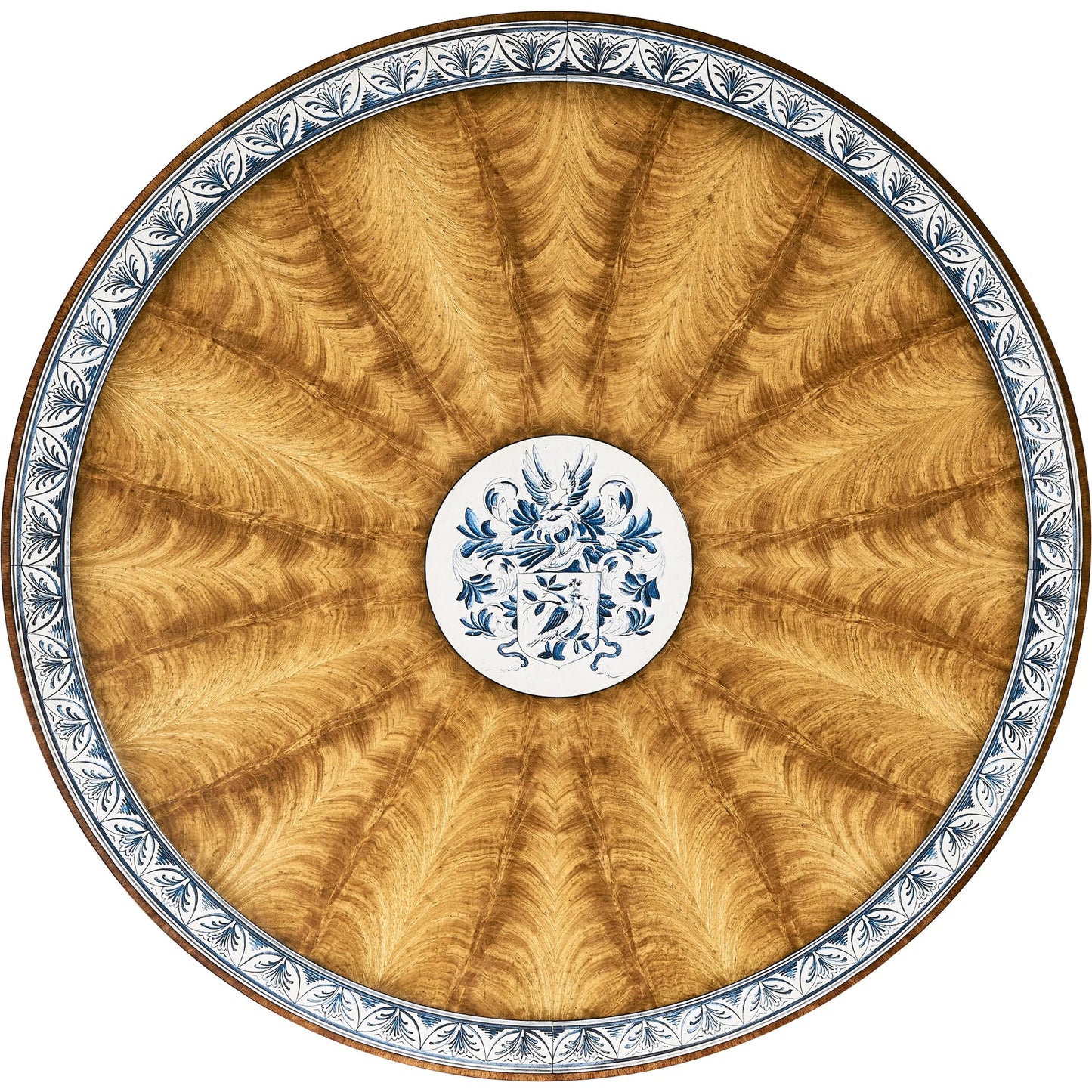 004 SI-2186348 | Additional Silo | Vermeer Round Pedestal Dining Table by Jonathan Charles in brown and natural cerejeira. Made from alder, crotch cerajeria veneers, quartered acacia veneers in a traditional style.