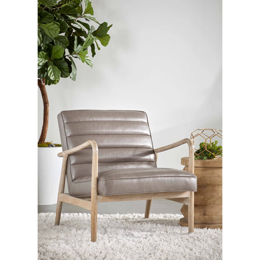 Tahoe Club Chair by Essentials For Living in ore gray and natural gray oak. Made from solid oak wood in a modern style.