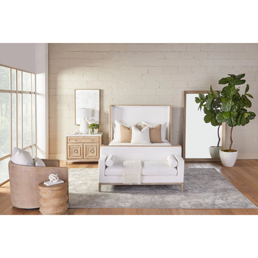 Tailor Shelter Bed by Essentials For Living in livesmart peyton-pearl and natural gray oak. Made from solid oak wood, plywood, metal, 98% polyester/2% nylon fabric, foam in a modern style.
