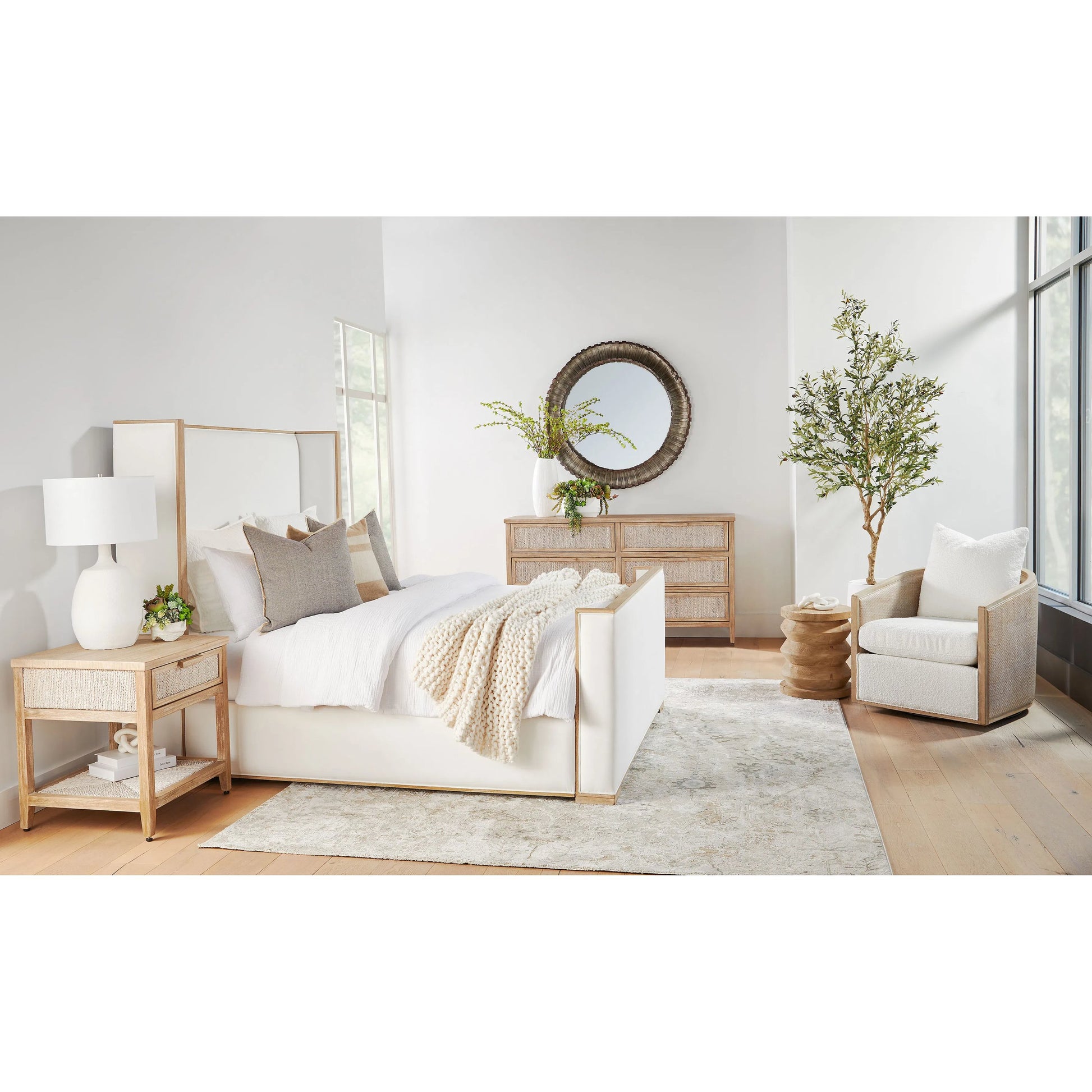 Tailor Shelter Bed by Essentials For Living in livesmart peyton-pearl and natural gray oak. Made from solid oak wood, plywood, metal, 98% polyester/2% nylon fabric, foam in a modern style.