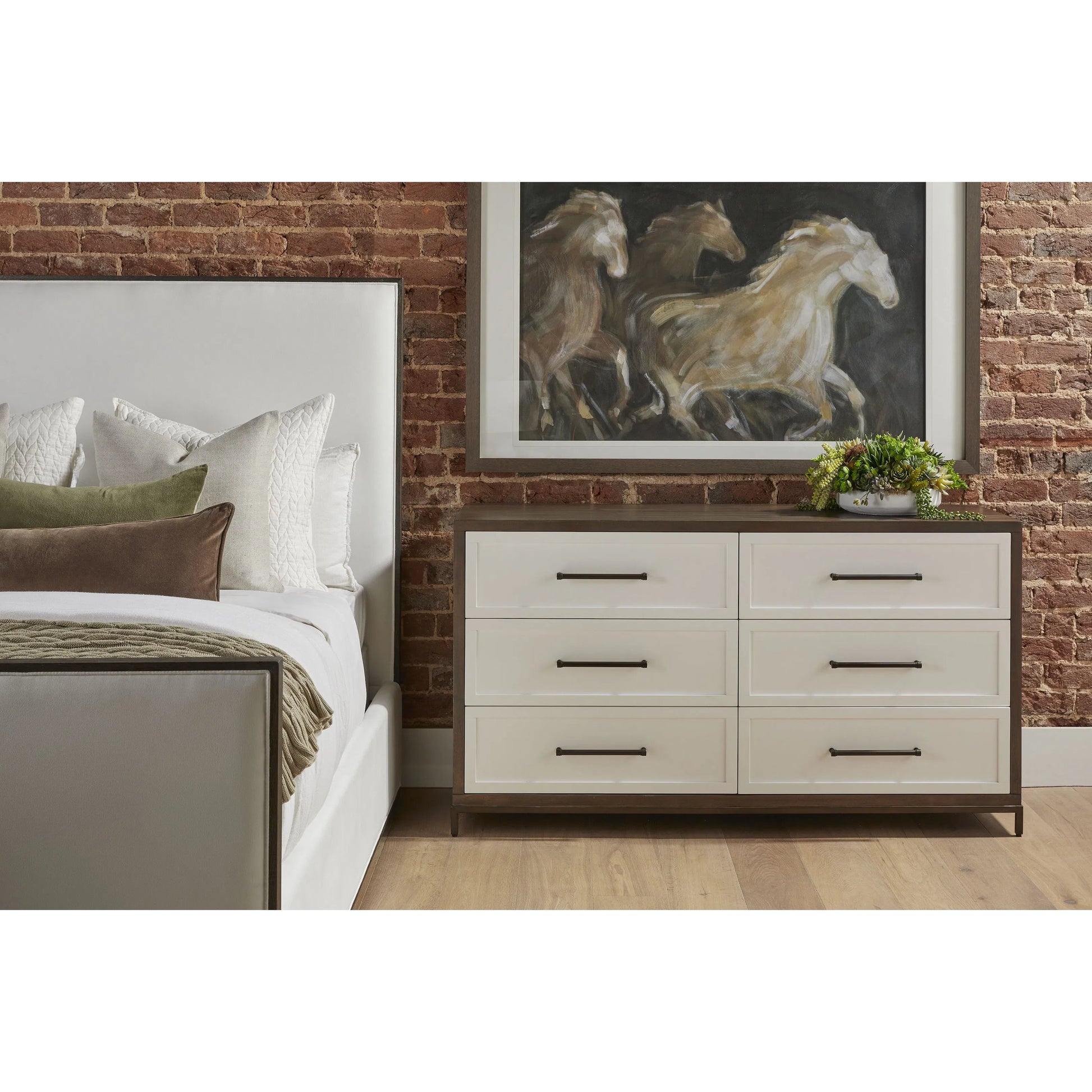 Tailor Bed by Essentials For Living in livesmart peyton-pearl, matte brown oak. Made from solid oak wood, plywood, metal in a modern style.