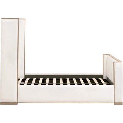 Tailor Shelter Bed by Essentials For Living in livesmart peyton-pearl and natural gray oak. Made from solid oak wood, plywood, metal, 98% polyester/2% nylon fabric, foam in a modern style.