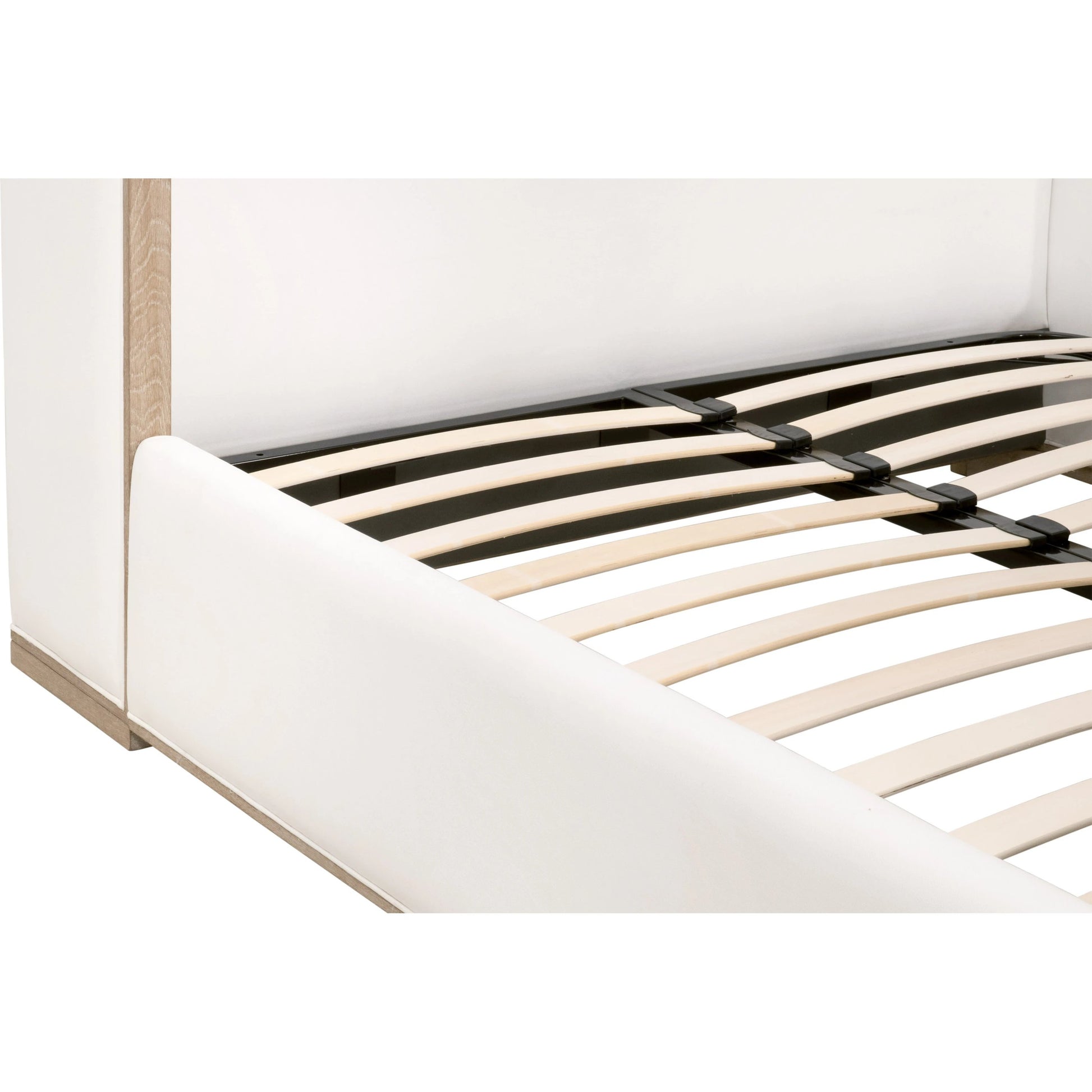 Tailor Shelter Bed by Essentials For Living in livesmart peyton-pearl and natural gray oak. Made from solid oak wood, plywood, metal, 98% polyester/2% nylon fabric, foam in a modern style.