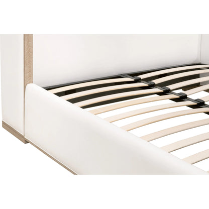Tailor Shelter Bed by Essentials For Living in livesmart peyton-pearl and natural gray oak. Made from solid oak wood, plywood, metal, 98% polyester/2% nylon fabric, foam in a modern style.