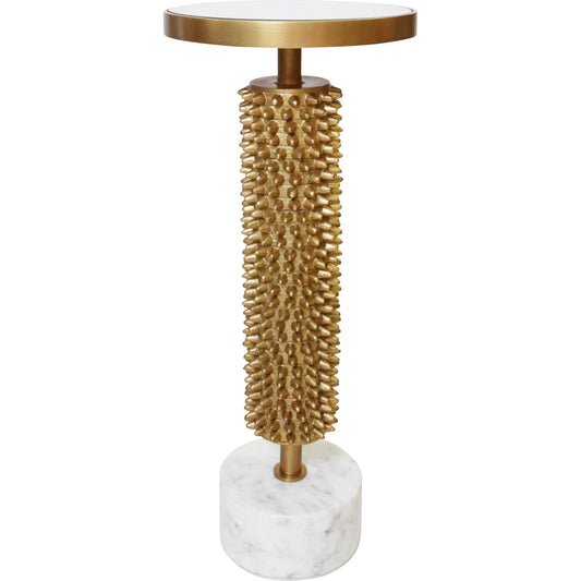 Talia Round Pedestal Side Table by Worlds Away in gold. Made from unique in a unique style.