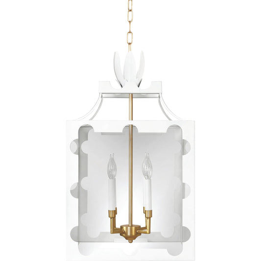 Talula Handpainted Tole Lantern Pendant by Worlds Away in white. Made from unique in a modern style.