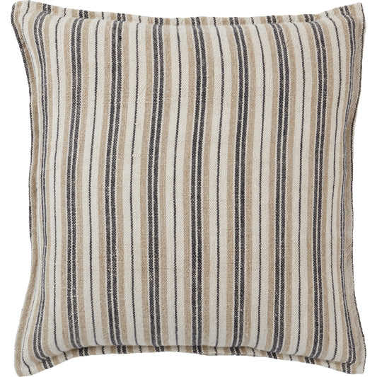 Tanzy Lucien Pillow by Jaipur Living in dark brown, cream. Made from 100% linen in a modern style.