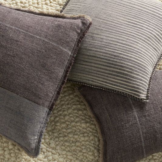 Tanzy Morrigan Pillow by Jaipur Living in gray, slate. Made from 100% linen in a cottage & farmhouse style.