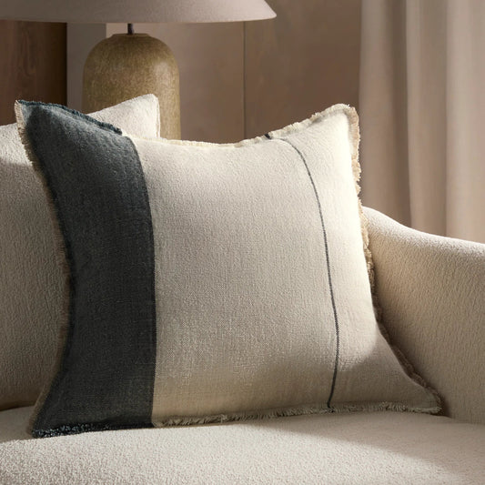 Tanzy TAN17 Pillow by Jaipur Living in gray. Made from 100% linen in a cottage & farmhouse style.