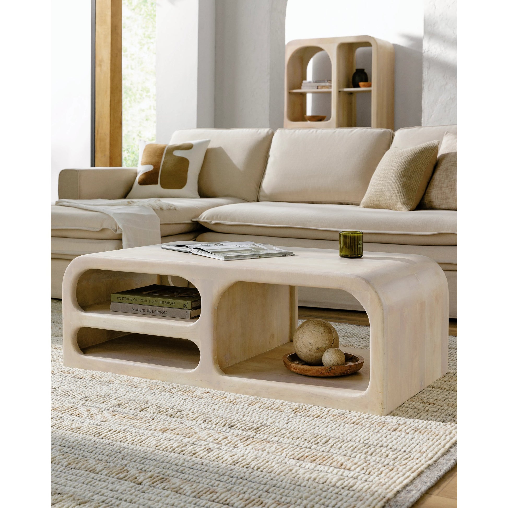 Tana Coffee Table - 531978 by Surya in ivory and wood finish. Made from mango wood in a modern style.