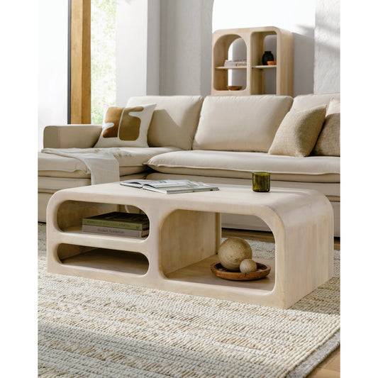 Tana Coffee Table - 531978 by Surya in ivory and wood finish. Made from mango wood in a modern style.