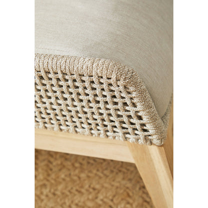 Tapestry Footstool by Essentials For Living in gray, taupe, white, pumice. Made from solid teak, steel pipe, rope, 100% olefin in a modern style.
