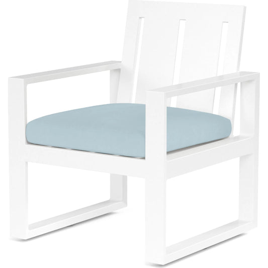 Newport Outdoor Dining Chair by Sunset West in whites/creams/beiges. Made from aluminum in a modern style.