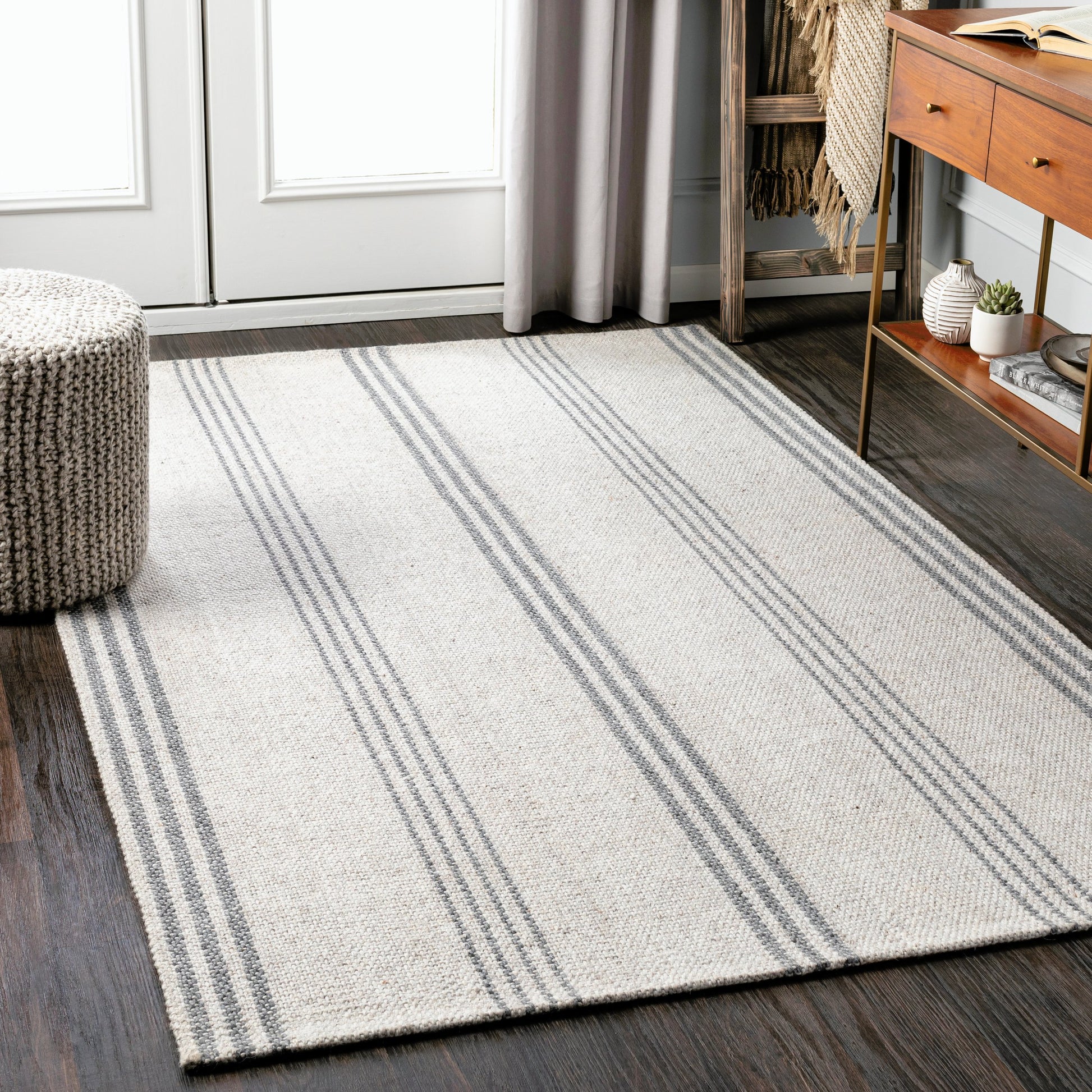 Tartan Rug - 27253 by Livabliss in oatmeal, light gray, gray. Made from 50% viscose, 50% wool in a unique style.
