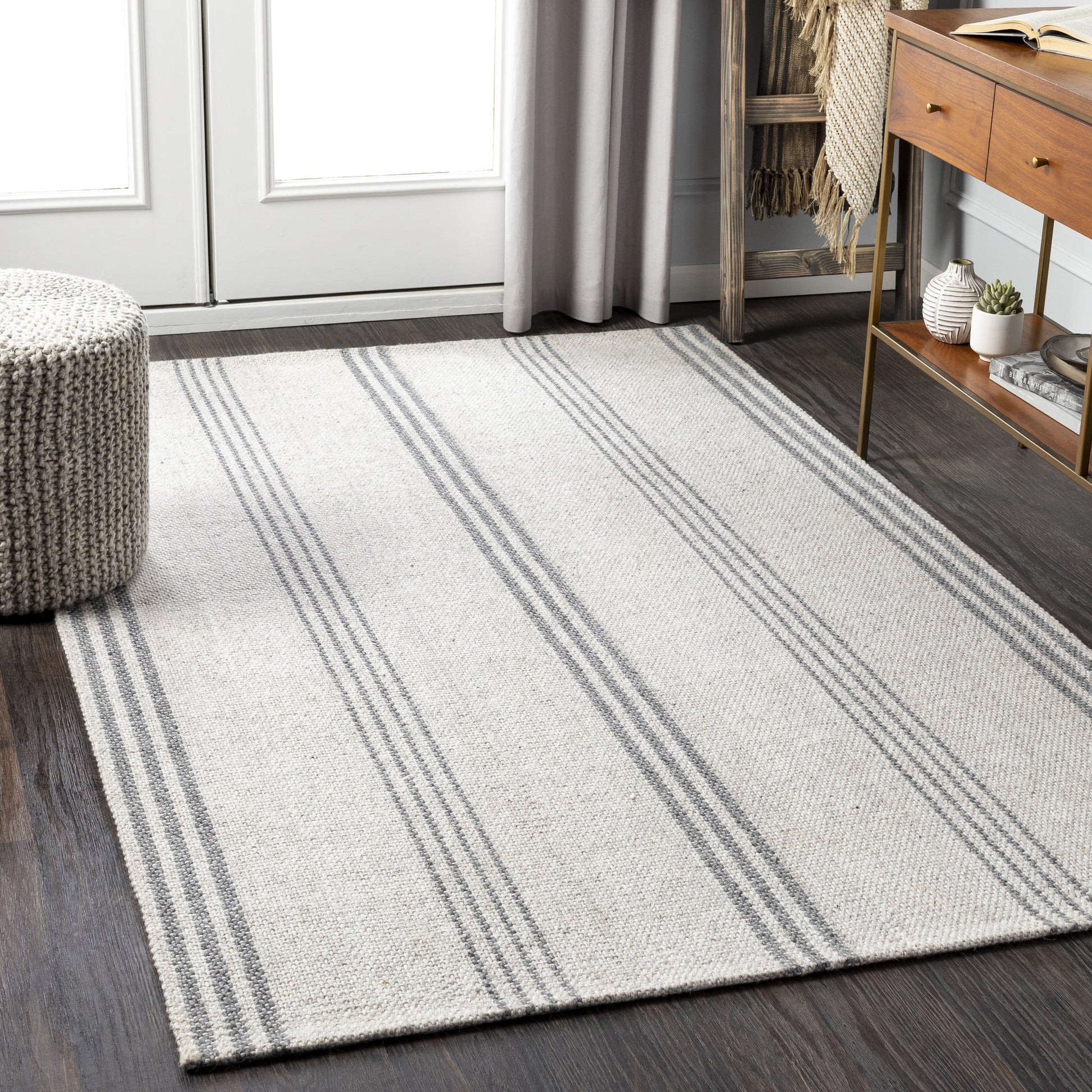 Tartan Rug - 27253 by Livabliss in oatmeal, light gray, gray. Made from 50% viscose, 50% wool in a unique style.