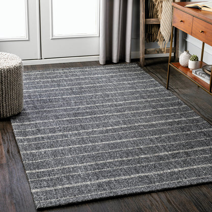 Tartan Rug - 27254 by Livabliss in black, light gray, gray. Made from 50% viscose, 50% wool in a unique style.