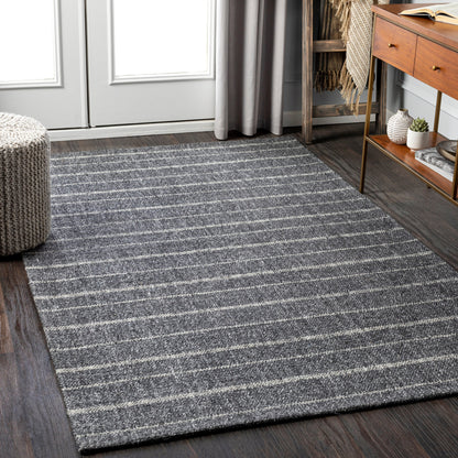 Tartan Rug - 27254 by Livabliss in black, light gray, gray. Made from 50% viscose, 50% wool in a unique style.