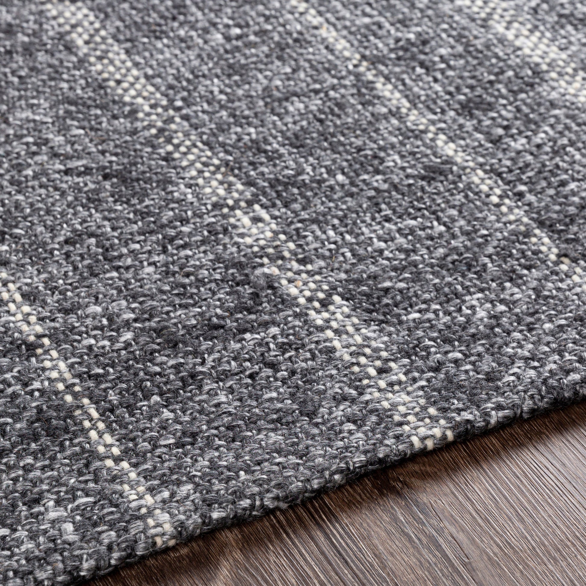 Tartan Rug - 27254 by Livabliss in black, light gray, gray. Made from 50% viscose, 50% wool in a unique style.