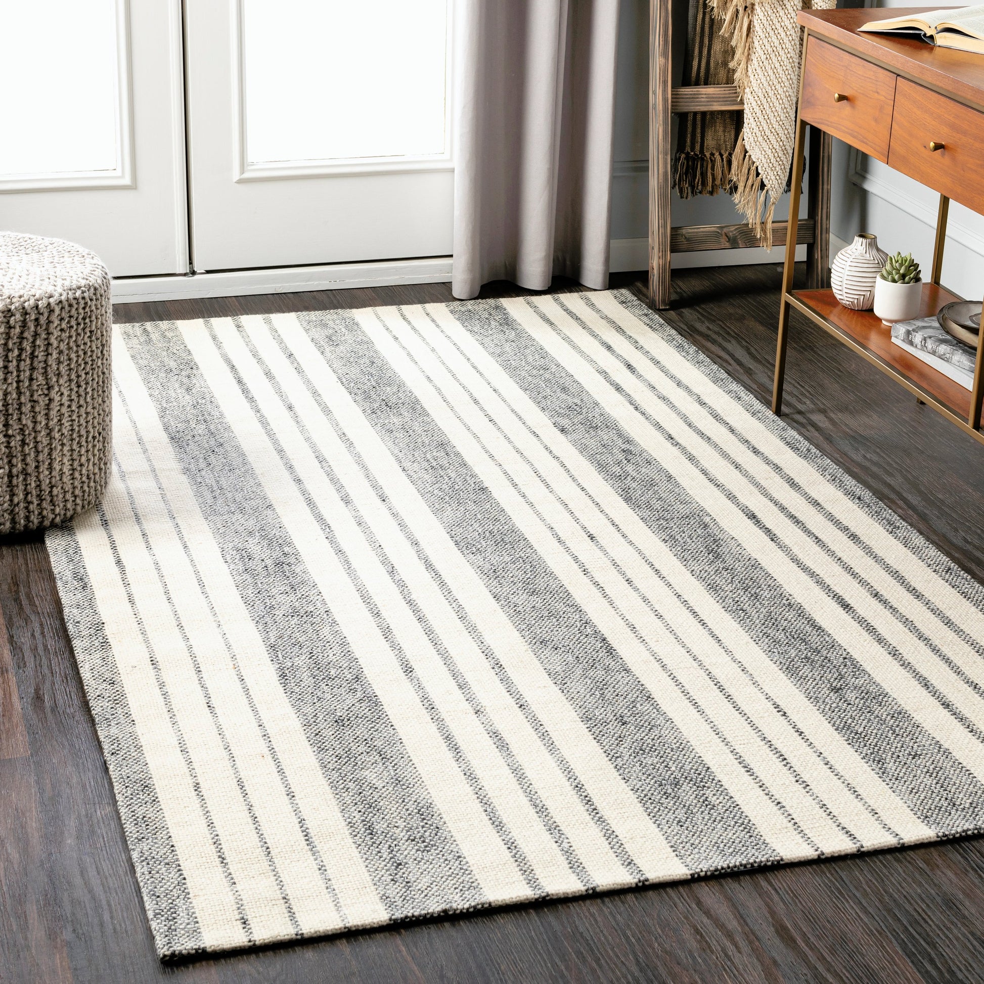 Tartan Rug - 27256 by Livabliss in light gray, gray, black. Made from 50% viscose, 50% wool in a unique style.