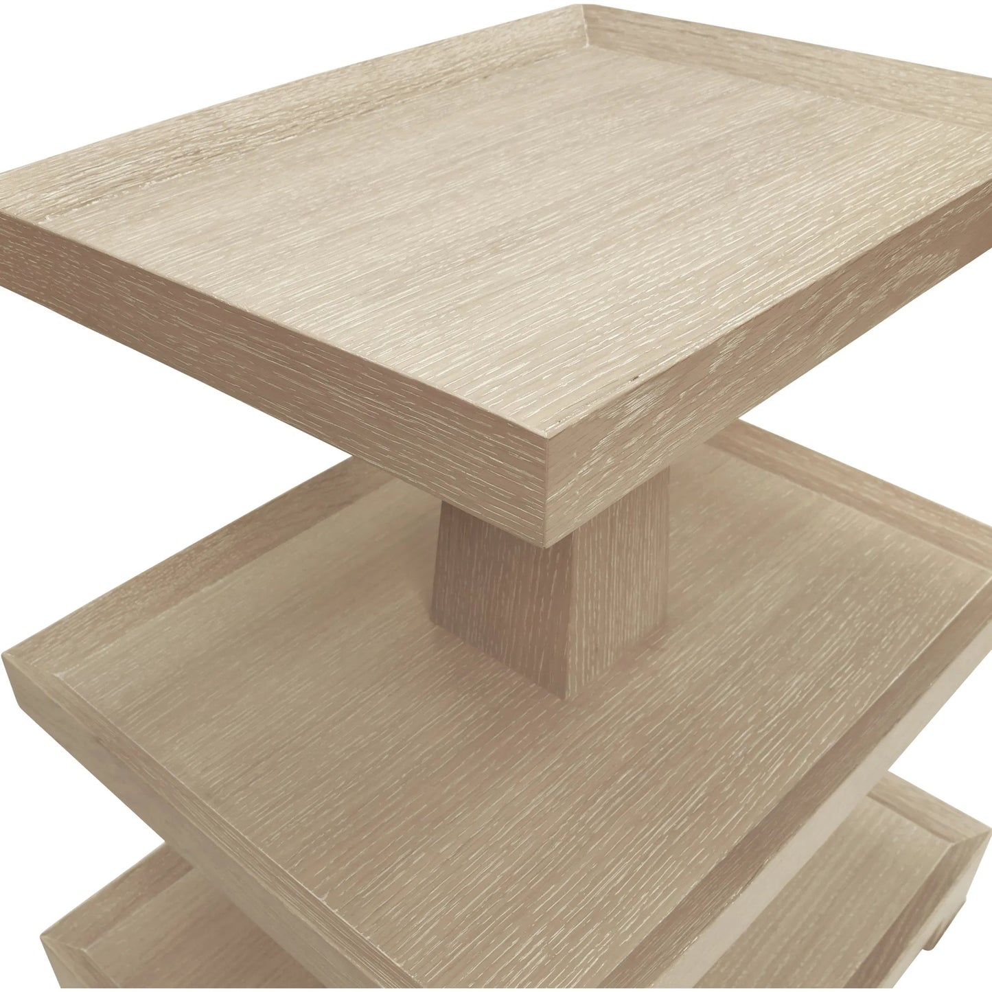 006 SI-2441164 | Closeup | Tatiana Three Tier Center Column Side Table by Worlds Away. Made from solid wood, mdf in a transitional style.