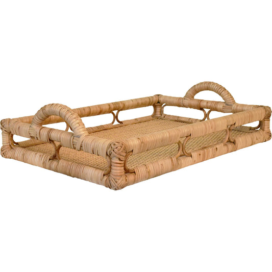 Tatum Rectangular Natural Rattan Tray by Worlds Away in brown. Made from unique in a unique style.