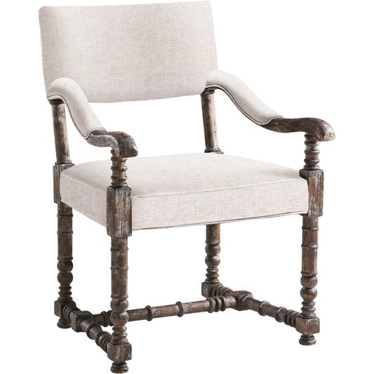 Caldera Oscura Upholstered Arm Chair (Set of 2) by Jonathan Charles in dark caldera walnut. Made from main acacia in a unique style.