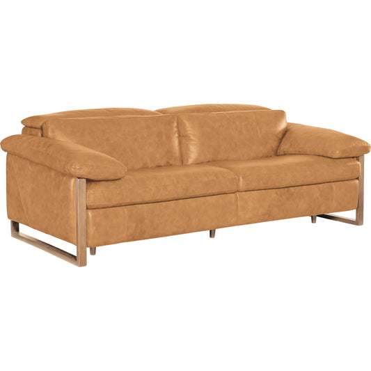 Jericho Power Sofa with Power Headrest by Hooker Furniture in dark wood. Made from leather in a traditional style.