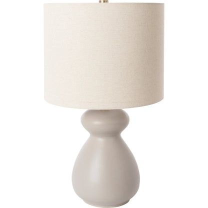 Tubular Table Lamp - 31889 by Livabliss in glazedpolished. Made from shade (outside): linen, shade (inside): polyester, body: ceramic, finial: metal, harp: metal in a modern style.