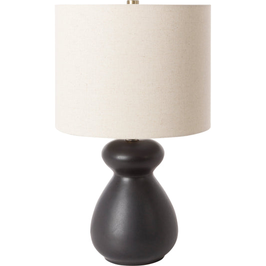Tubular Table Lamp - 31889 by Livabliss in glazedpolished. Made from shade (outside): linen, shade (inside): polyester, body: ceramic, finial: metal, harp: metal in a modern style.