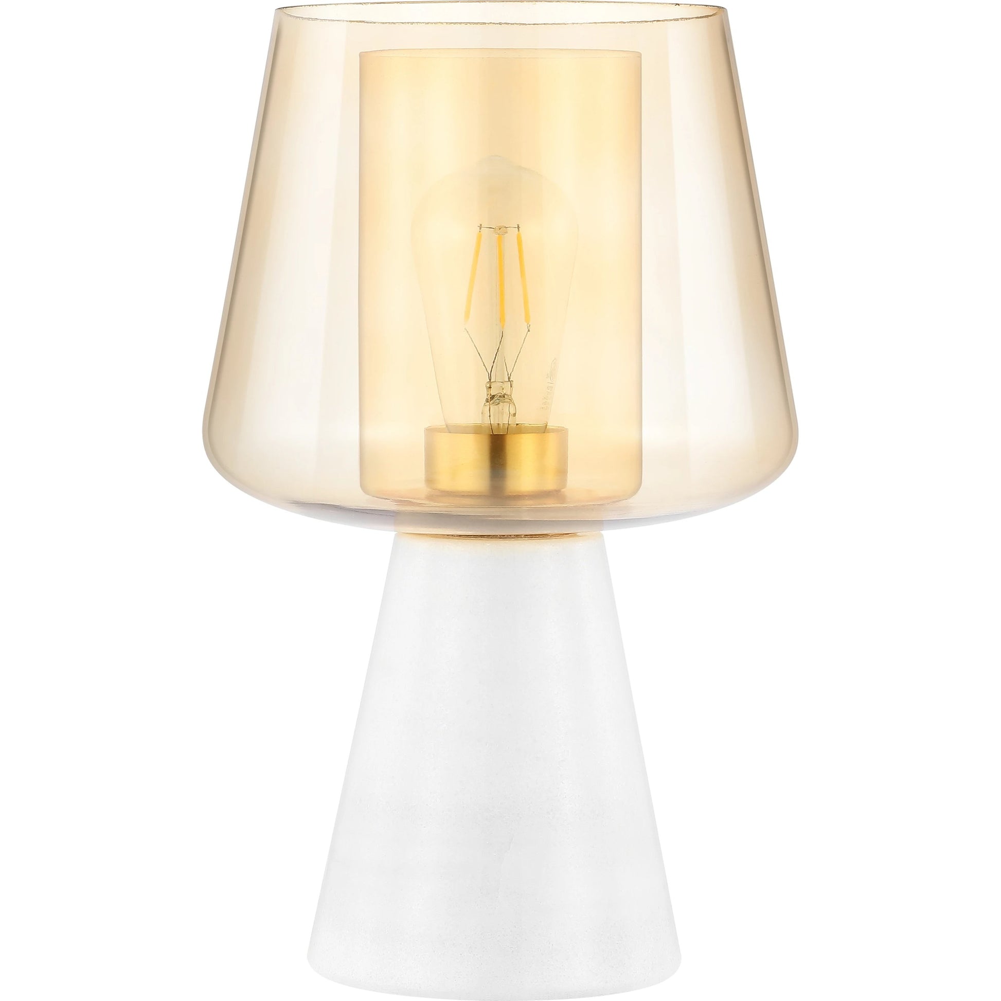Reeder Table Lamp by HedgeApple Essentials in amber, white. Made from marble, glass, iron in a modern style.