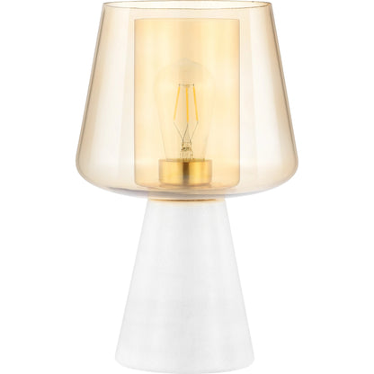 Reeder Table Lamp by HedgeApple Essentials in amber, white. Made from marble, glass, iron in a modern style.