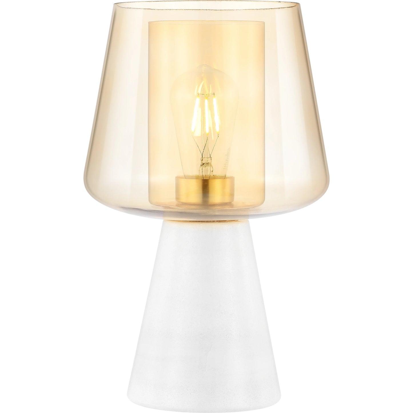 001 SI-2155379 | Primary Silo | Reeder Table Lamp by HedgeApple Essentials in amber, white. Made from marble, glass, iron in a modern style.