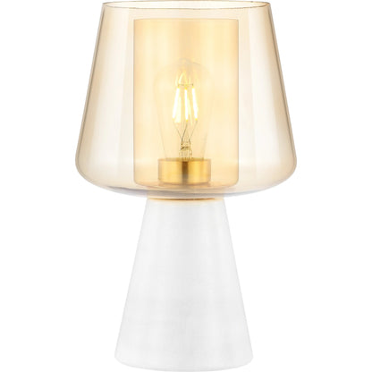 Reeder Table Lamp by HedgeApple Essentials in amber, white. Made from marble, glass, iron in a modern style.