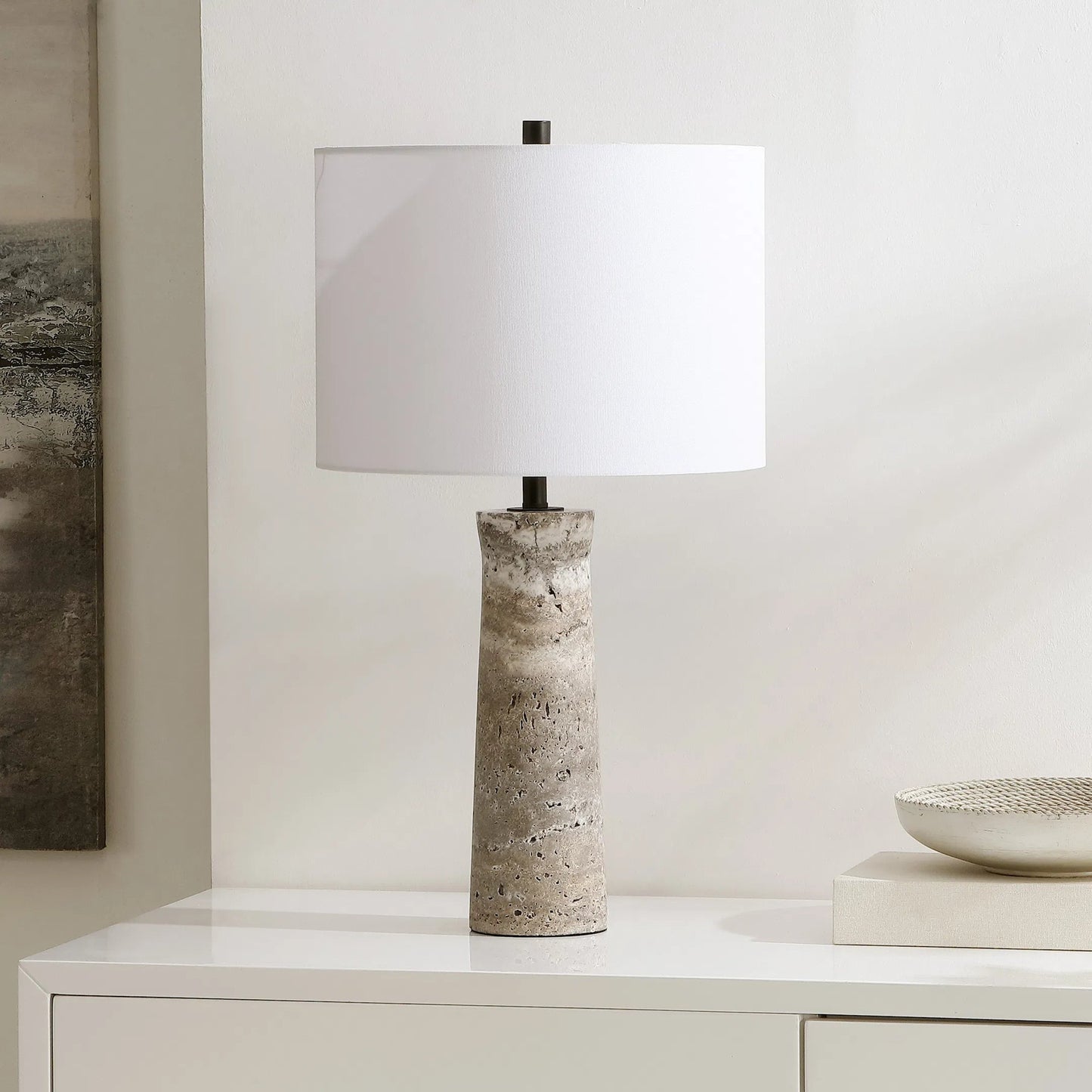 004 SI-2193188 | Lifestyle | Mathews Travertine Table Lamp by HedgeApple Essentials. Made from unique in a modern style.