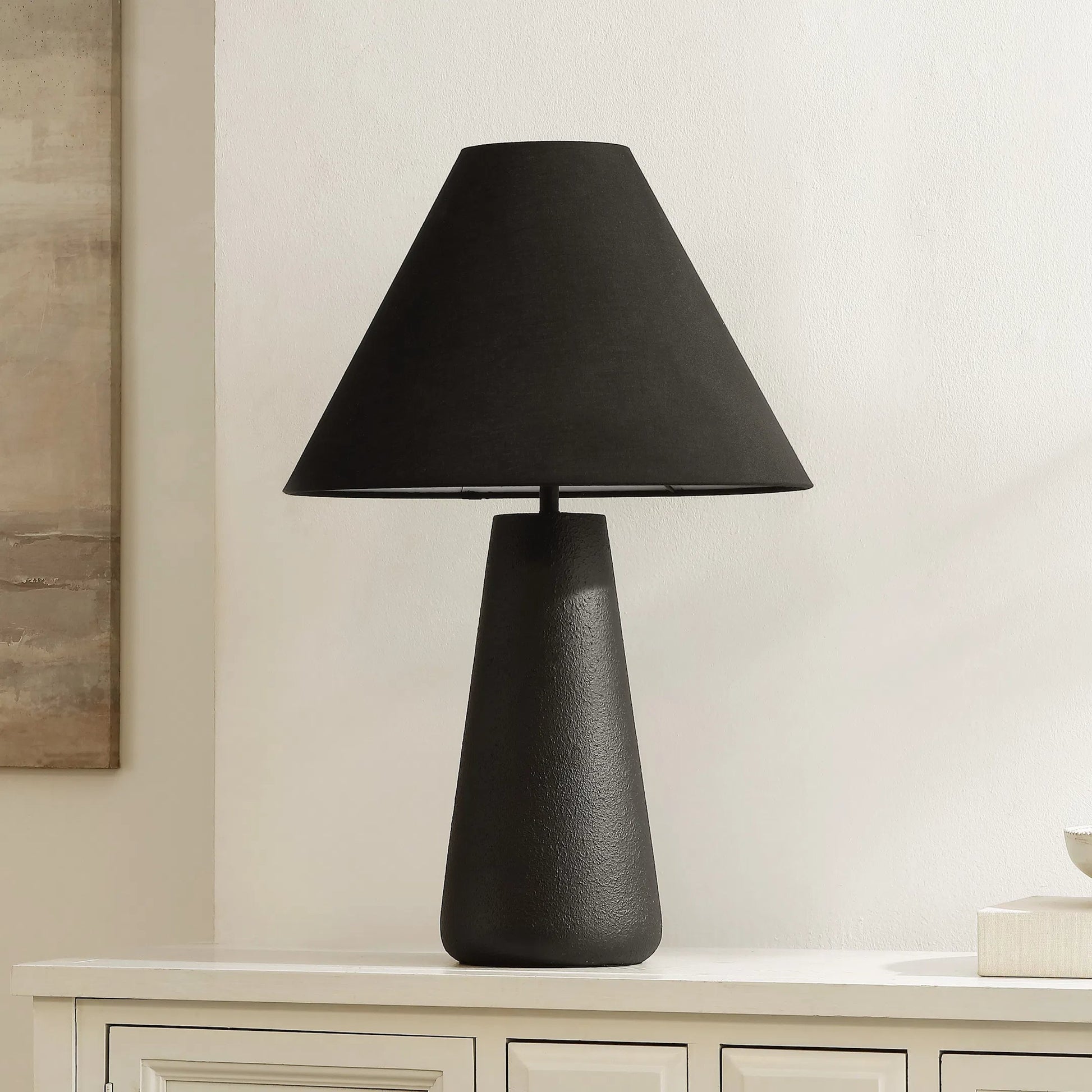Allen Table Lamp by HedgeApple Essentials in black. Made from resin, 100% cotton in a modern style.