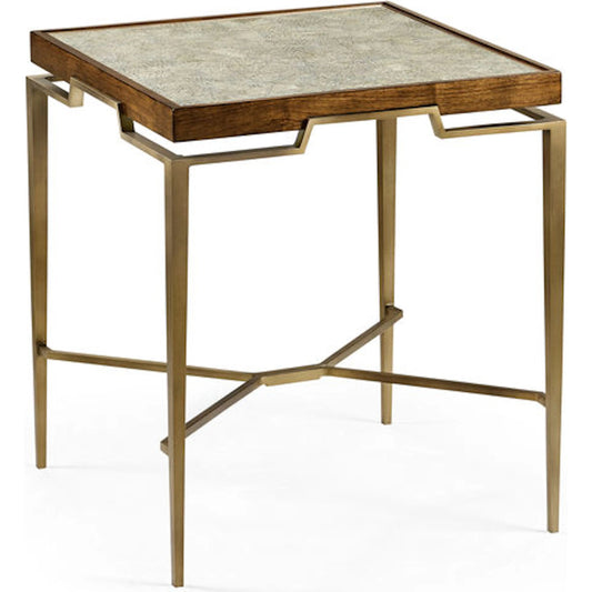 Toulouse Eggshell End Table by Jonathan Charles in plateado eggshell. Made from walnut quarter figured veneer in a modern style.