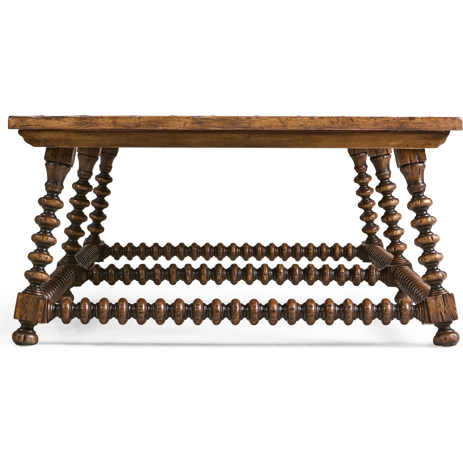 Tamarisk Cocktail Table by Jonathan Charles in medium spain walnut. Made from acacia in a traditional style.