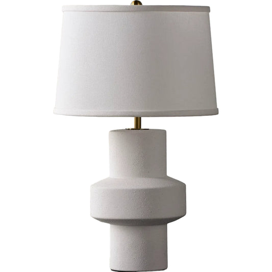 Tabou Accent Table Lamp by Surya in body: white; finial: gold; cord: translucent and paintedpainted. Made from ceramic, linen, plastic, iron in a unique style.