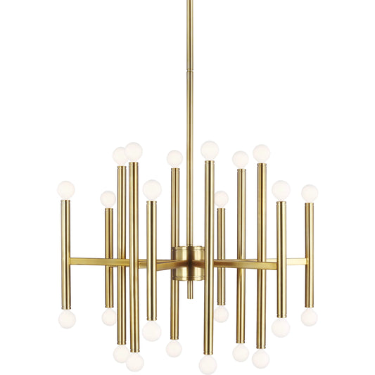 Beckham Modern Large Chandelier by Visual Comfort & Co. in burnished brass. Made from steel in a unique style.