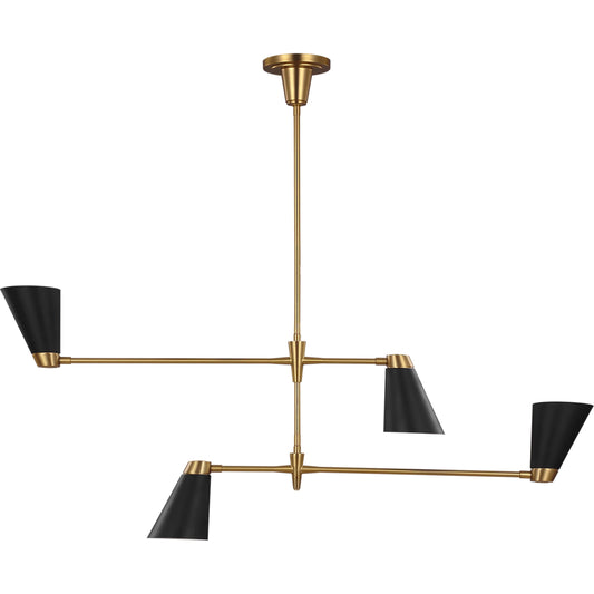 Signoret Medium Chandelier by Visual Comfort & Co. in burnished brass. Made from steel in a unique style.