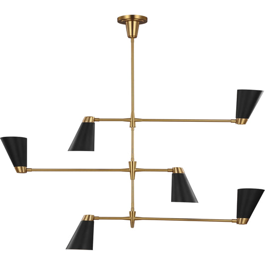 Signoret Large Chandelier by Visual Comfort & Co. in burnished brass. Made from steel in a unique style.