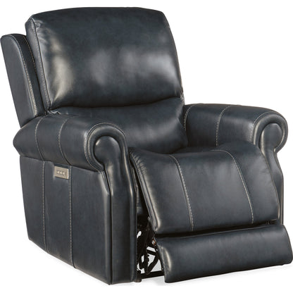 Eisley Power Recliner by Hooker Furniture in sorrento night seas. Made from leather in a traditional style.