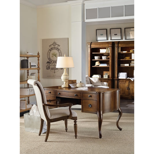 Archivist Writing Desk by Hooker Furniture in pecan. Made from pecky pecan veneers in a traditional style.
