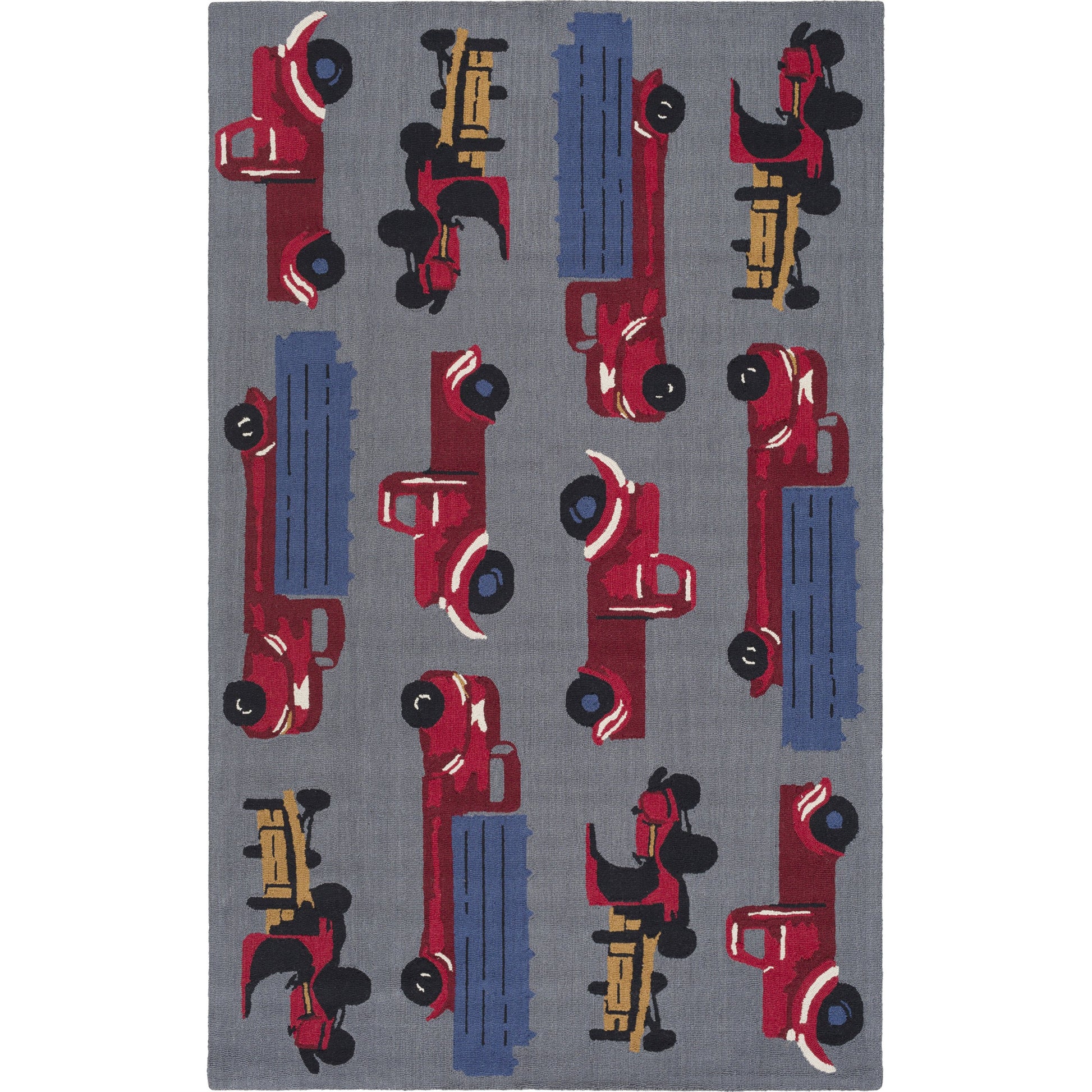 Tic Tac Toe TCT-6004 Indoor/Outdoor Rug by Surya in gray, rust, dark blue, mustard, black, cream. Made from 100% wool in a unique style.