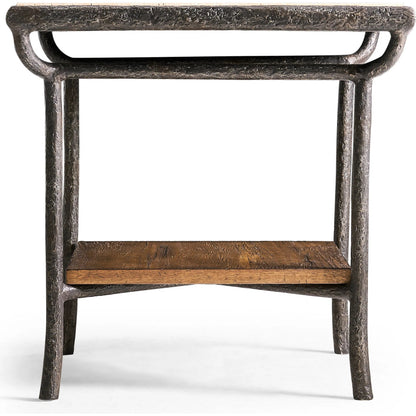 Forge Iron Square End Table by Jonathan Charles in cast metal finish. Made from main aluminum in a unique style.