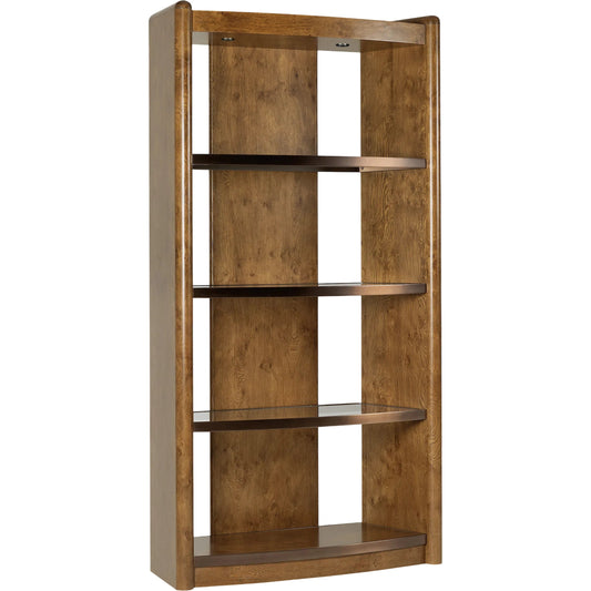 Melange Romano Etagere by Hooker Furniture in medium wood and golden brown, oak veneers, bronze metal. Made from oak solids, oak veneers, metal, glass in a unique style.