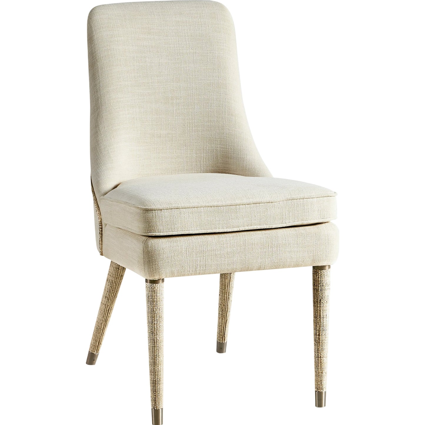 001 SI-2186258 | Primary Silo | Water Shoal Linen & Grasscloth Side Chair by Jonathan Charles in grasscloth, performance linen. Made from hardwood solids, foam, fabric, grass cloth, brass in a transitional style.
