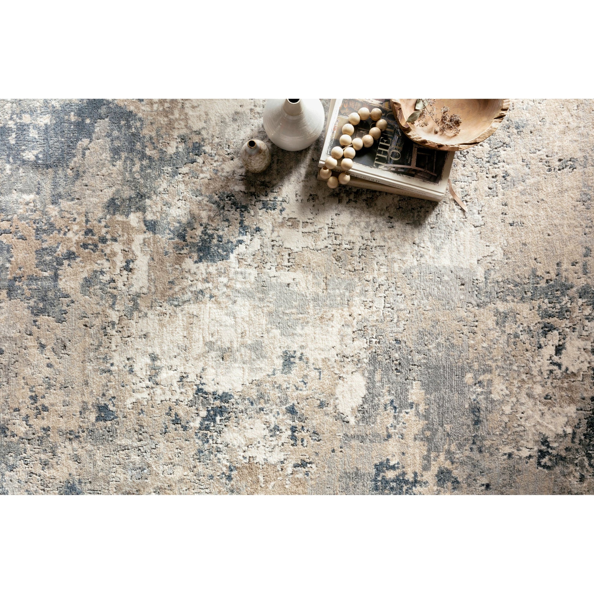 Teagan TEA-07 Rug by Loloi in natural, denim. Made from high pile: 100% polypropylene, short pile: 100% polyester in a unique style.