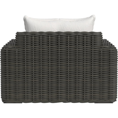 Cabo Outdoor Oversized Club Chair by Sunset West in dark wood. Made from resin wicker in a rustic style.